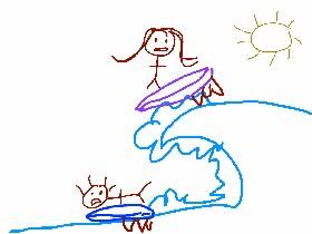 Surfing with mom