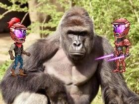 Instant replay fight while Harambe watches