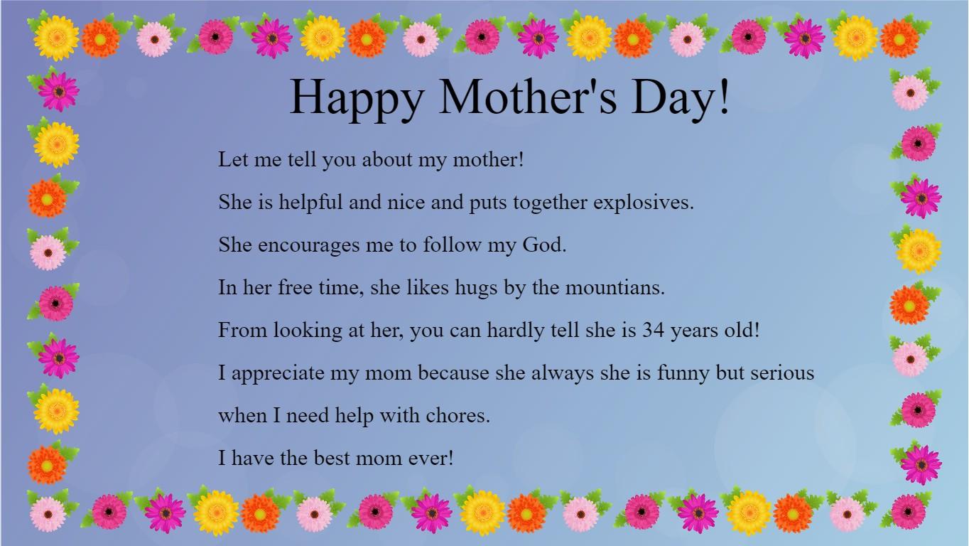 Mother&#039;s Day Mad Libs