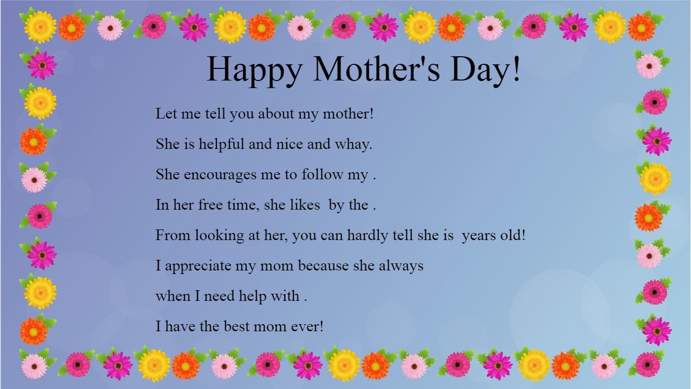 Mother's Day Mad Libs