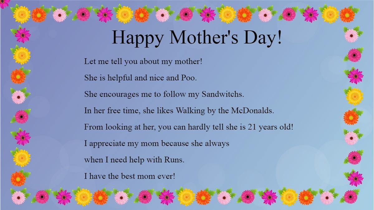 Mother's Day Mad Libs
