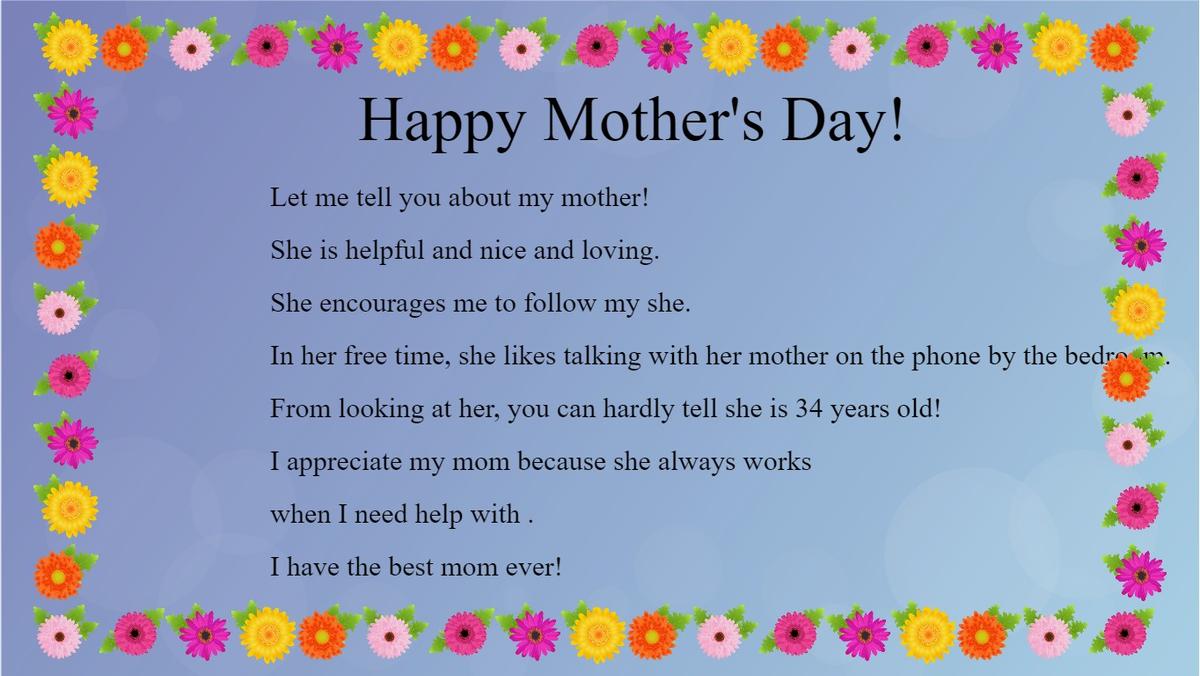 Mother's Day Mad Libs