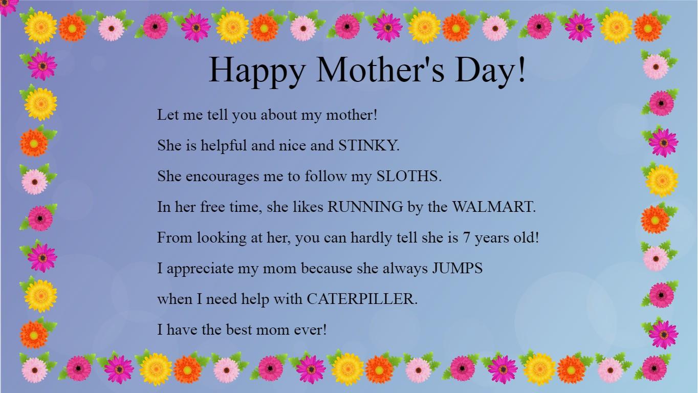 Mother's Day Mad Libs