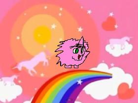 Pink fluffy Unicorns dancing on rainbows