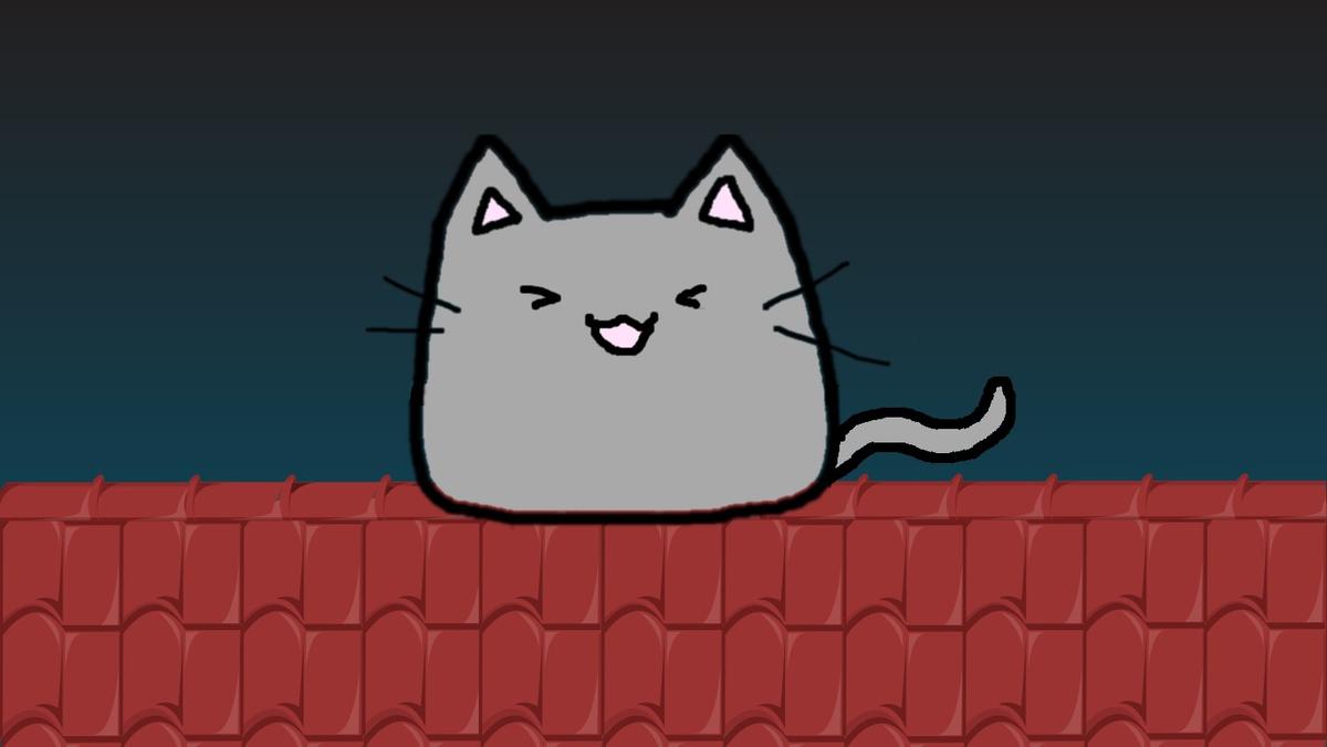 cat meowing on roof