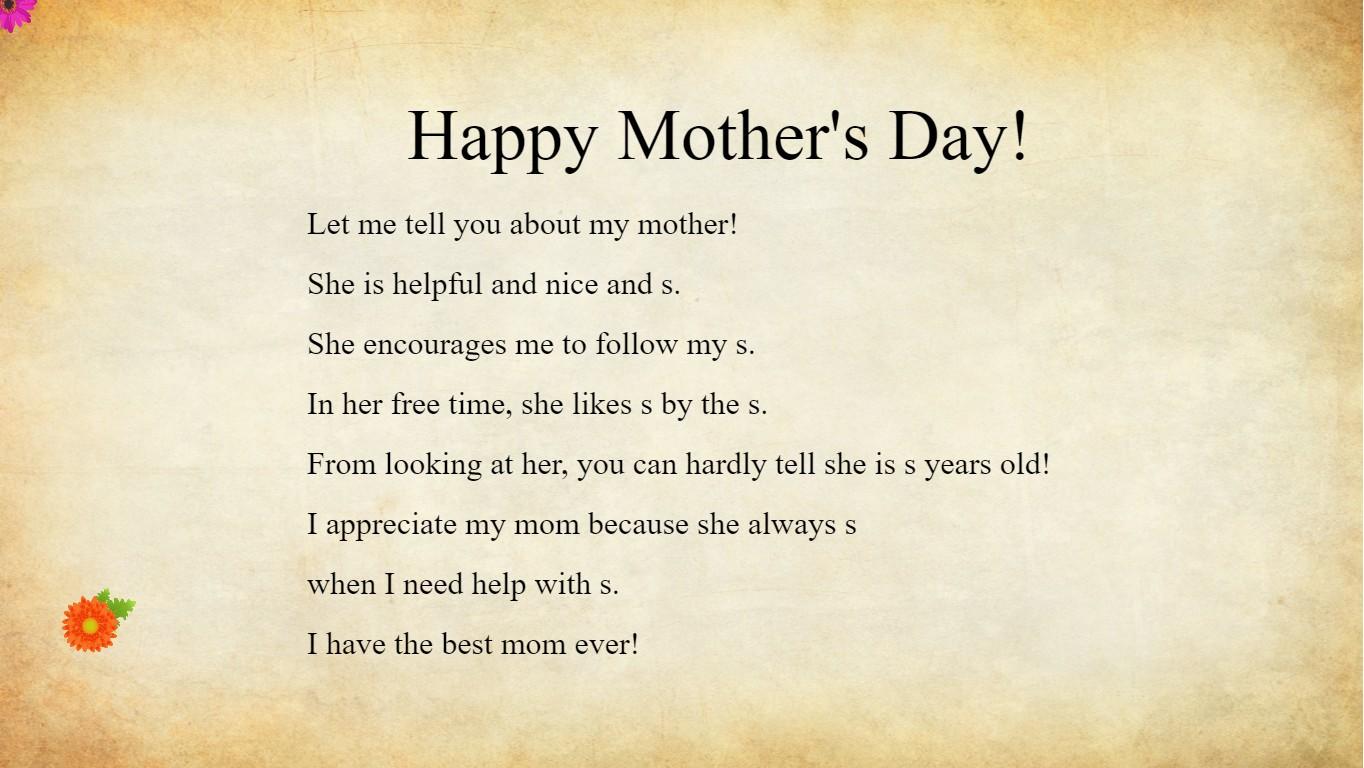 Mother&#039;s Day Mad Libs