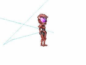 robot dude making art