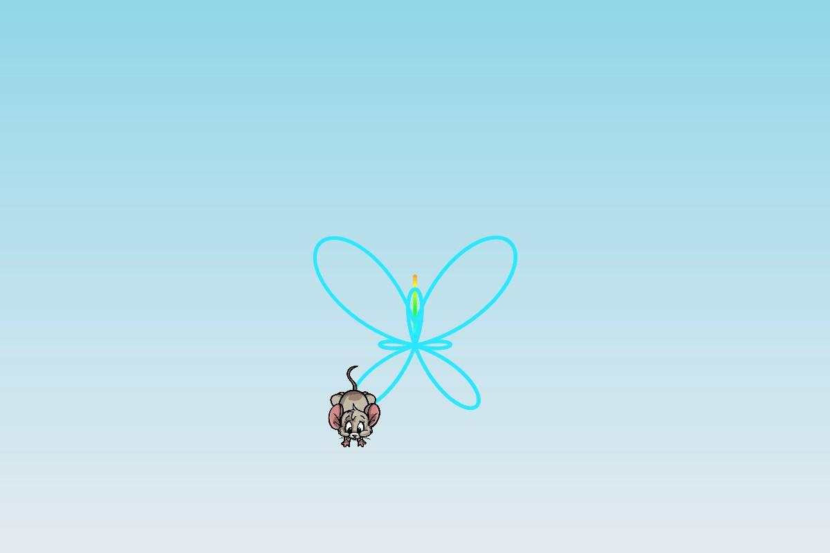 Mouse drawing a butterfly
