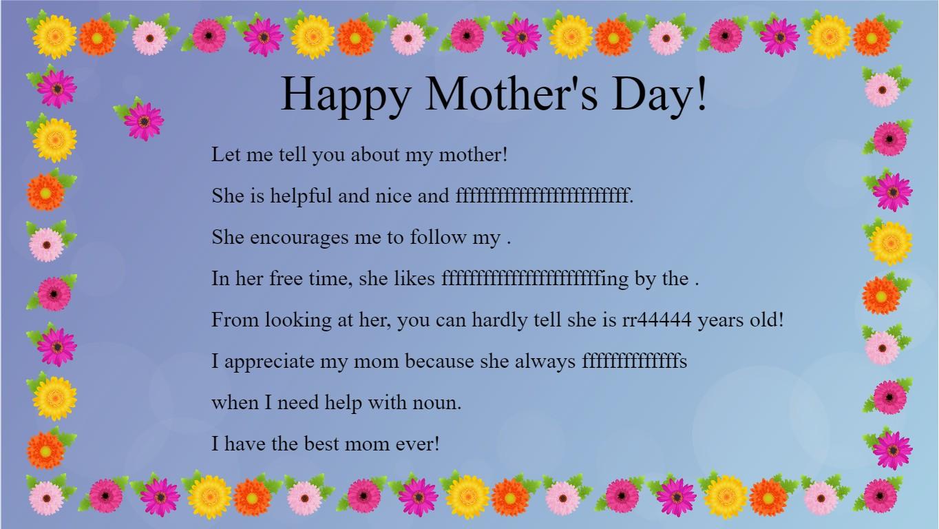Mother&#039;s Day Mad Libs