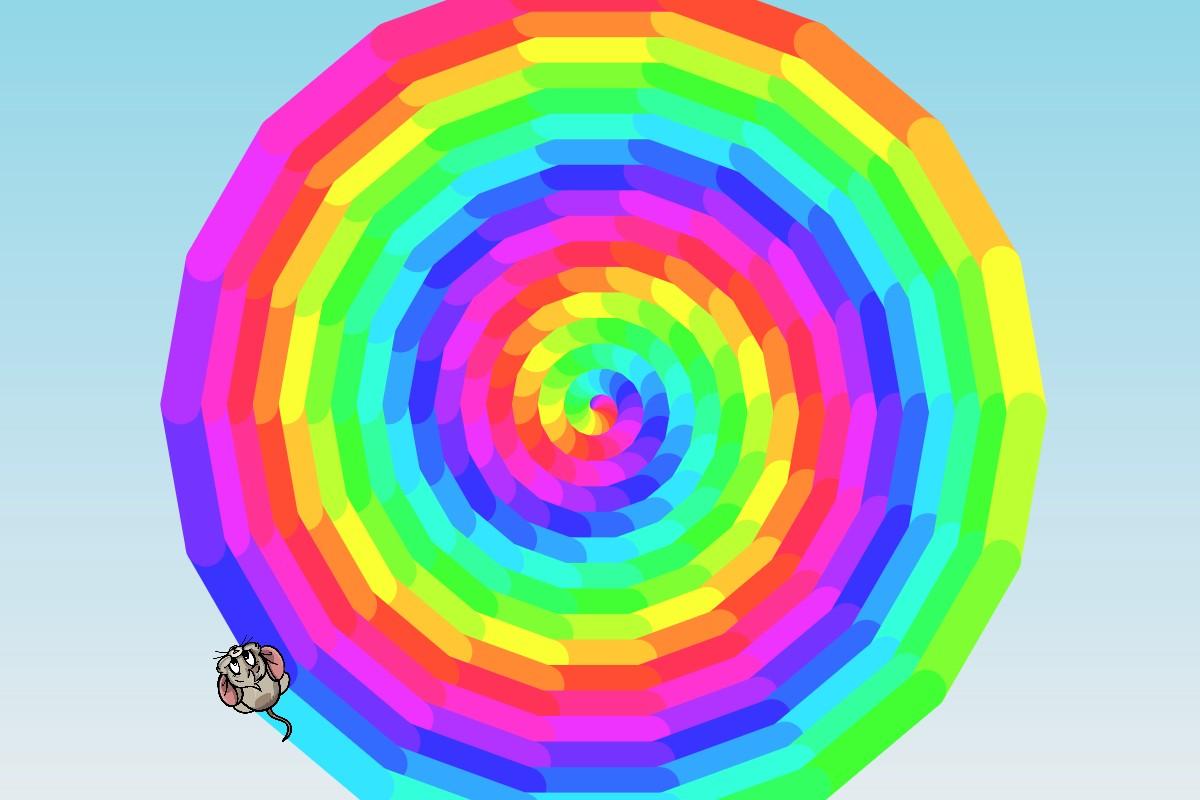 Rainbow swirling mouse