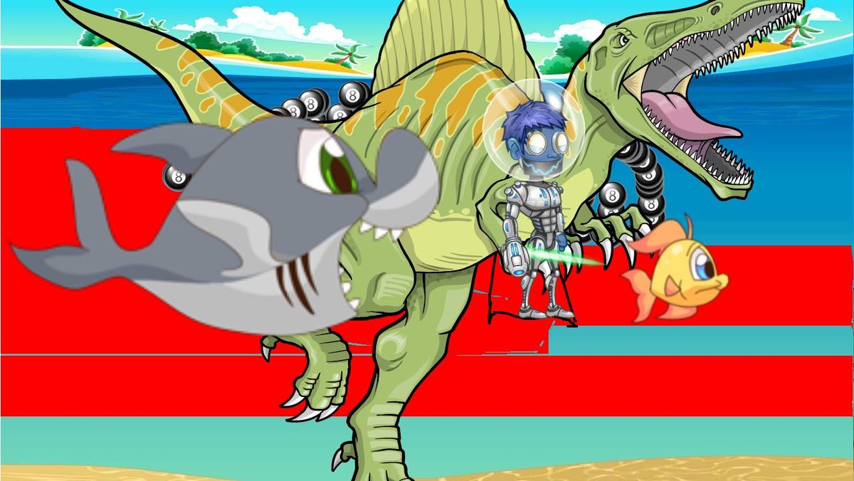 the evil robot and shark