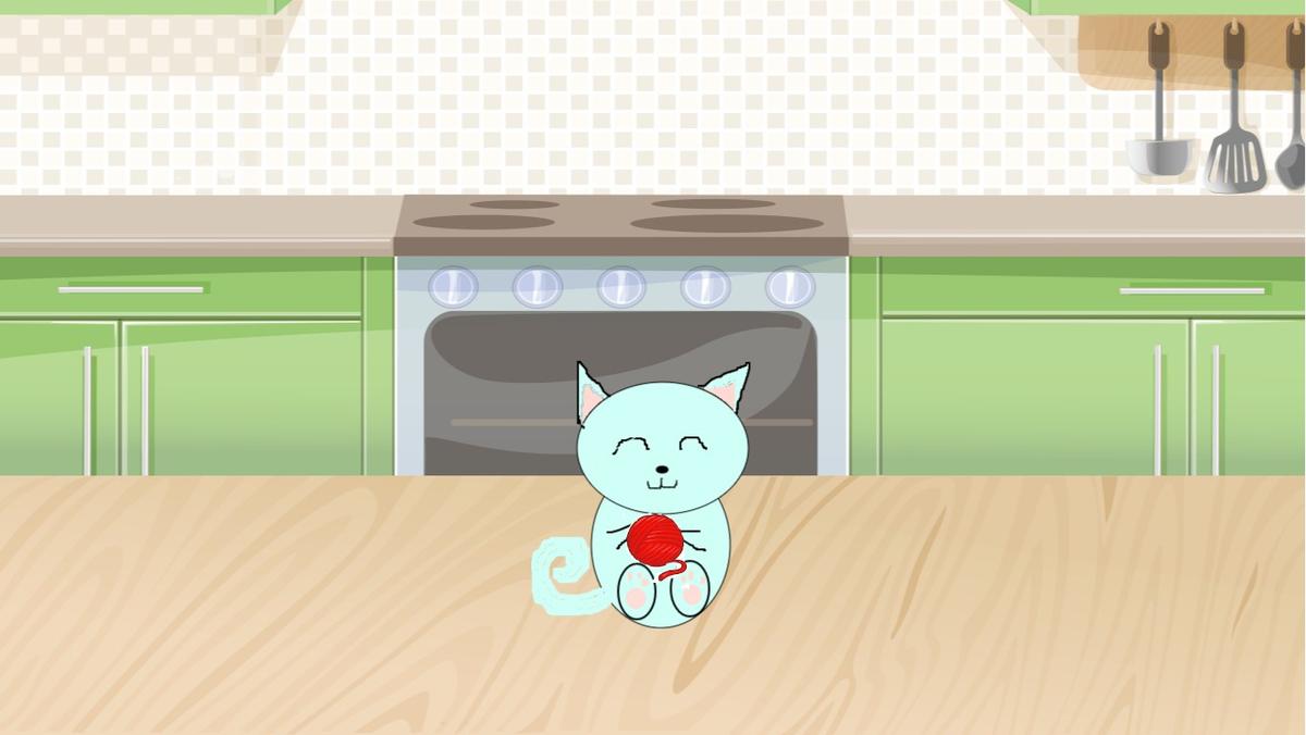 Cat plays with yarn!