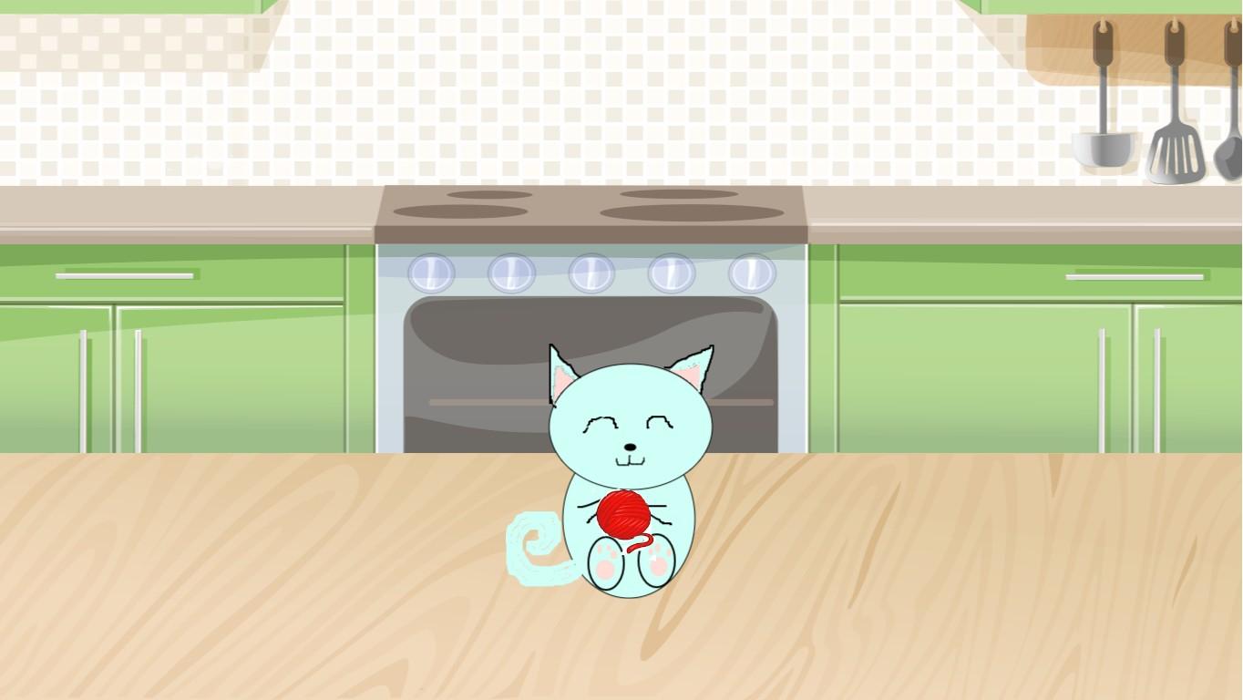 Cat plays with yarn!