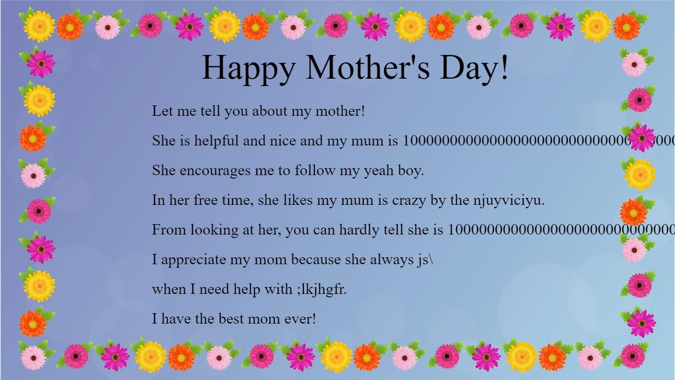 Mother's Day Mad Libs