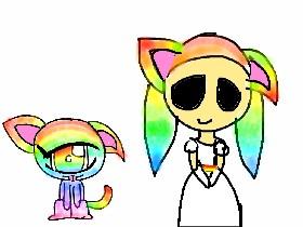 Rainbow princess with cat