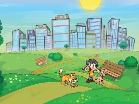 dog and cat chase