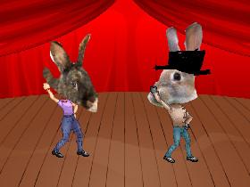 rabbit head dance party
