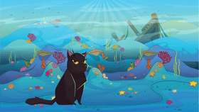 Cat under the ocean