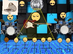 Pusheen plays we will rock you with stick man band