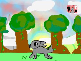 Running wolf by sunset star