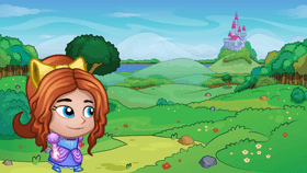 girl princess run to the casle path fun animation fun video for tini kids