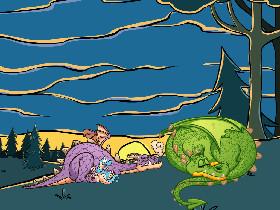 a dragon family going to sleep