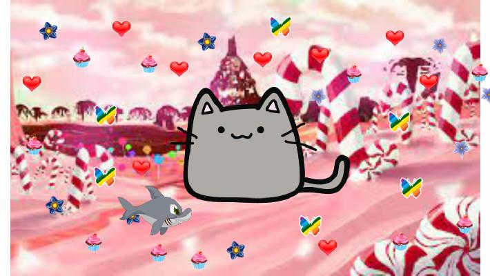 kawaii kitten in candy world