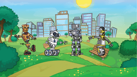 silly dancing robots .