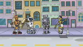 silly dancing robots .