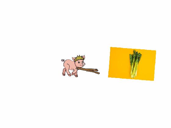 pig fighting asparagus