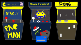 TRIPLE ARCADE {PACMAN,SPACE INVADER,AND PONG