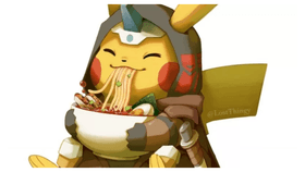 pikachu eating spagetti