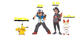 Pokémon Journeys introduction to Pikachu, Ash, Goh and Scorebunny