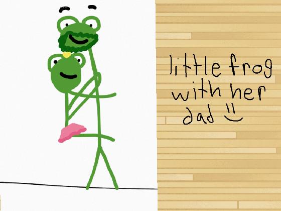 little girl frog with her dad