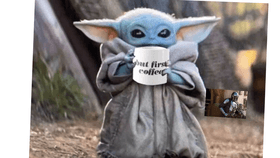 baby yoda with song playing