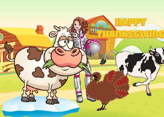 happy thinksgiving tap the eating cow to change charciter