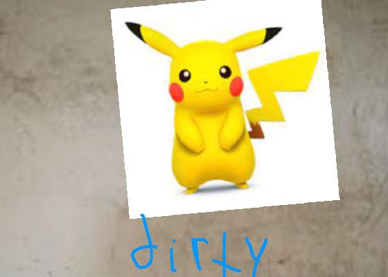 Pikachu cleans a wall