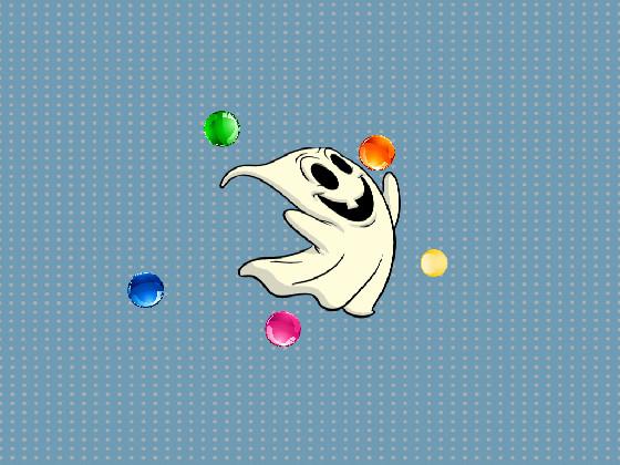 happy ghost playing with drawing balls