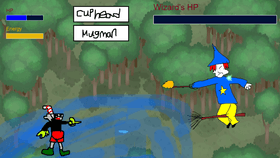 Cuphead vs Wizard Supreme boss battle