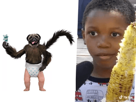 It&#039;s corn with puppy monkey baby