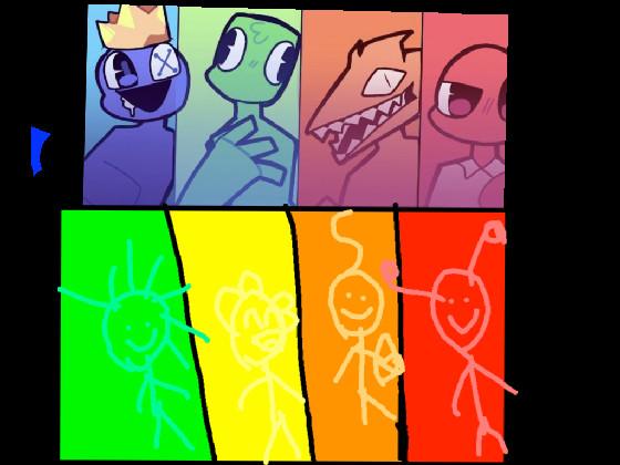 rainbow friends and doodle men and friends