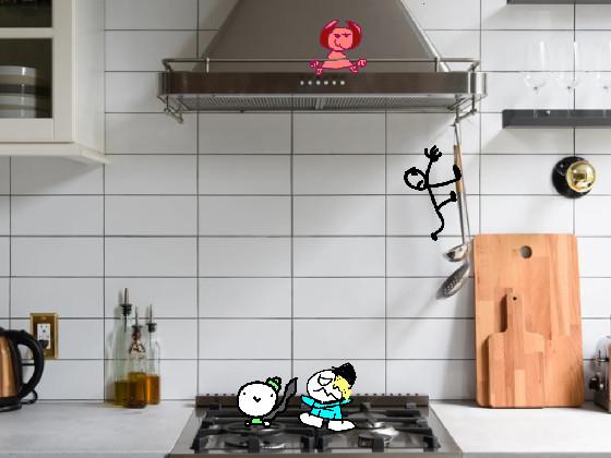 add your oc in the kitchen  1 1 1