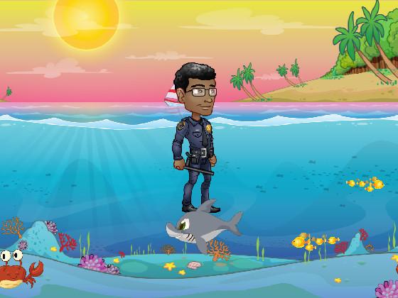 cop vs. shark