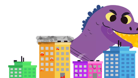 Sock Puppet monster in city