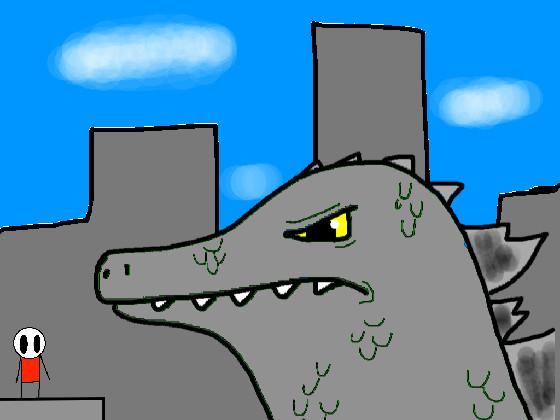 Godzilla fighting man