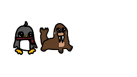 Penguin and walrus