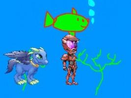 Swim with your pet dragon in the ocean