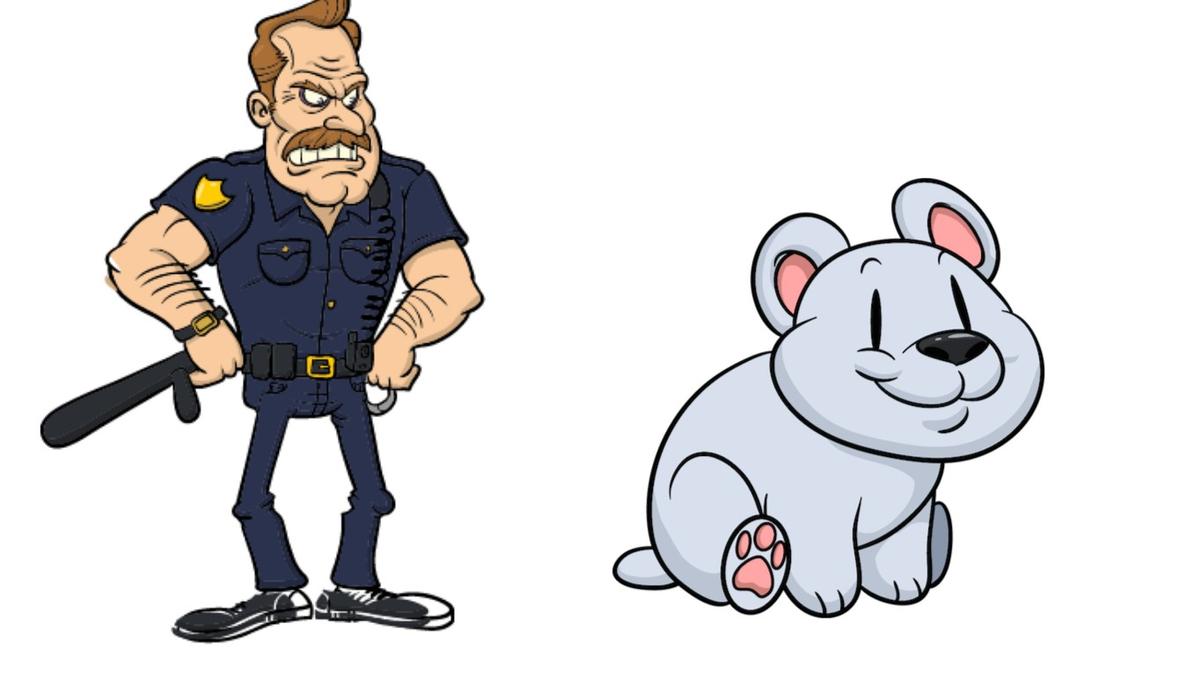 polar bear and police man