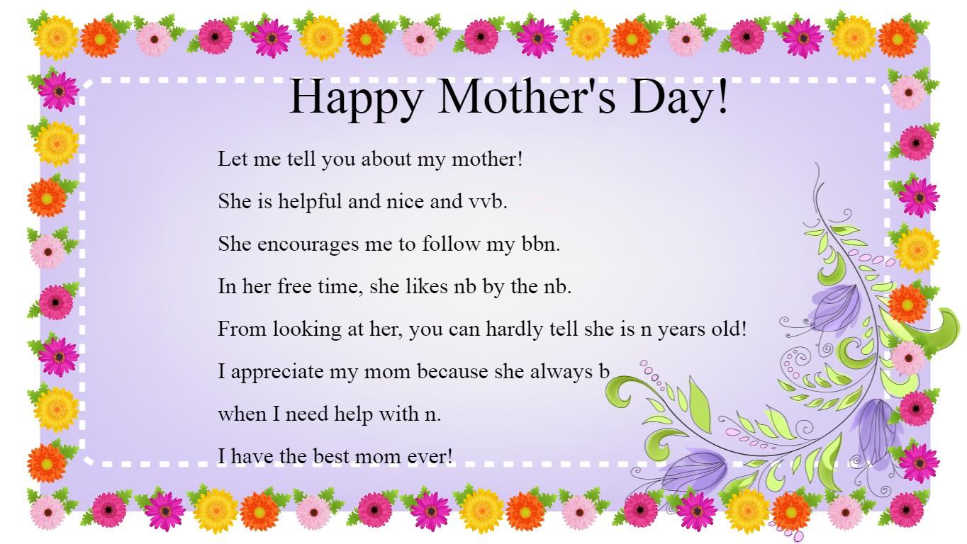 Mother's Day Mad Libs!