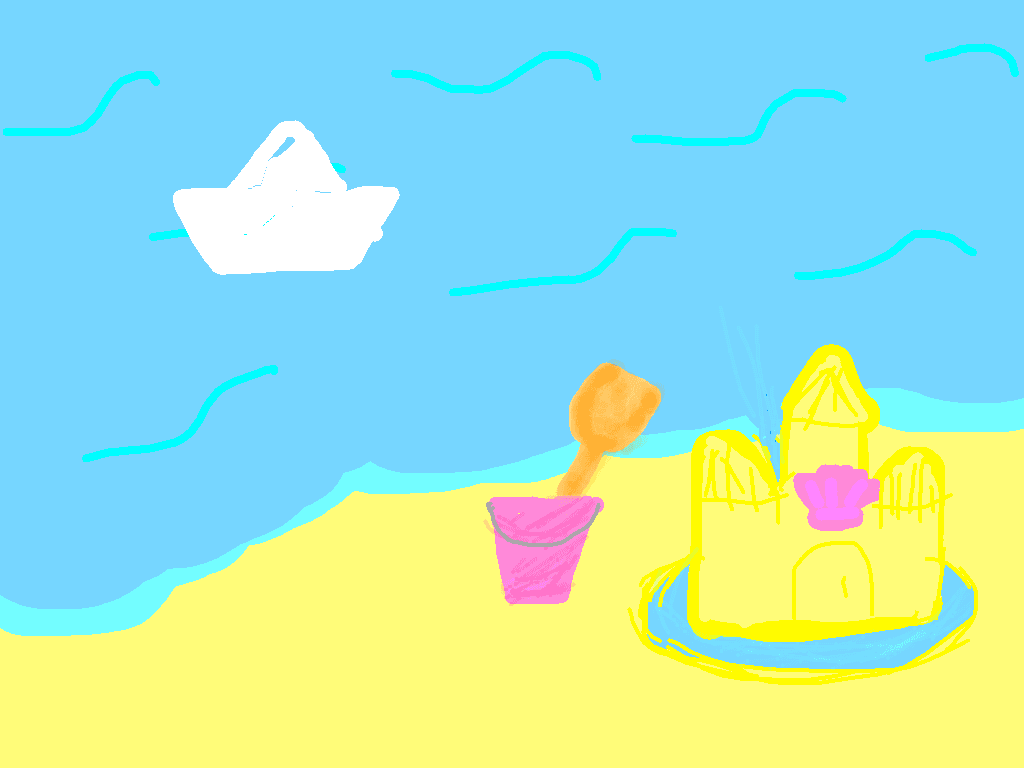 A Day at the Beach Drawing (You can copy!)